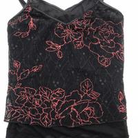 Top doppio in tulle pizzo ricamato. Nuovo