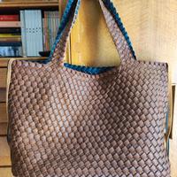 Borsa shopper double face pelle intrecciata