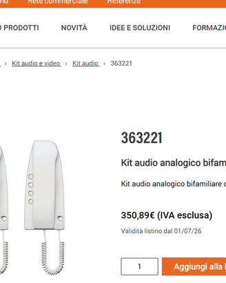 Kit audio analogico bifamiliare Linea 2000_Sprint