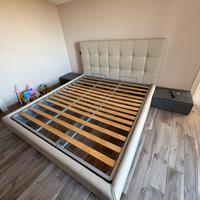 Letto in pelle bianco king size con contentore