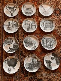 Set 12 pezzi piatti Fornasetti per Martini & Rossi