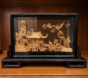 Diorama orientale in sughero intagliato