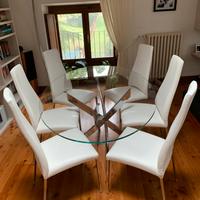 Tavolo in cristallo con 6 sedie