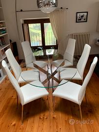 Tavolo in cristallo con 6 sedie