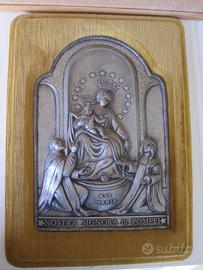 Quadro in bassorilievo su peltro Madonna di Pompei