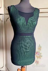 Vestito Bershka nero/verde aderente S