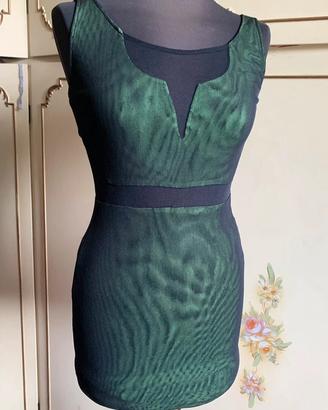 Vestito Bershka nero/verde aderente S