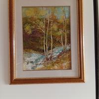 olio su tela completo di cornice in legno 