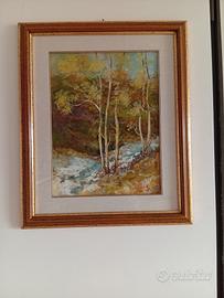 olio su tela completo di cornice in legno 