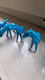 6 cavallini azzurri in ceramica 