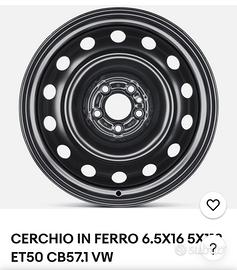 cerchi e borchie originali Volkswagen da 16