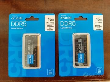 RAM DDR5 Crucial 2X 16GB 5600MHz SO-DIMM NUOVA