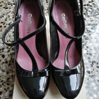 Scarpe n.39 vernice nera con tacco e plateau