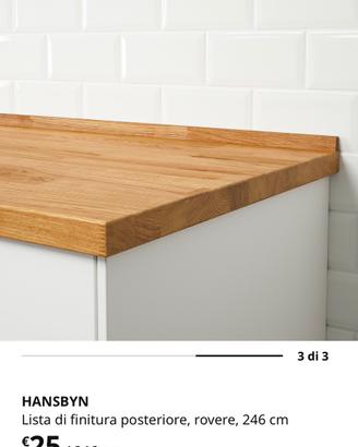 Alzatina cucina Ikea legno rovere 246cm 4 pezzi