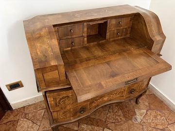 Mobile Scrittoio a Ribalta Vintage Legno Intarsio