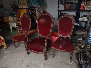Tre poltrone d'epoca 