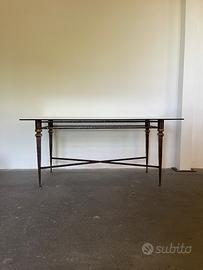 Tavolo struttura metallo piano cristallo