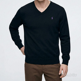 Pullover Polo Ralph Lauren Uomo Nero Cotone Pima