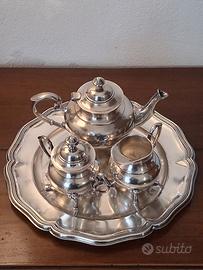 Vassoio e set da tè placcato argento, vintage.