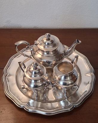 Vassoio e set da tè placcato argento, vintage.