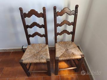 5 SEDIE D'EPOCA IN LEGNO MASSELLO IN STILE