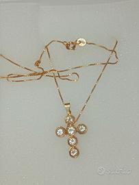 collana croce in oro 14kt 585 