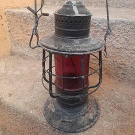lampada antica ferroviaria rossa anni 40