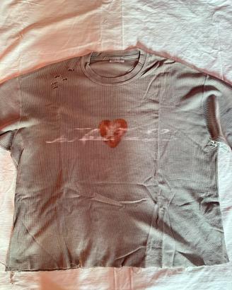 T-shirt Uomo Zara grigia con Ricamo - Taglia L
