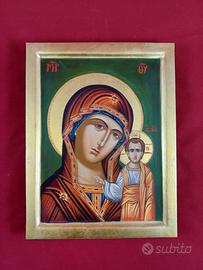 icona greca bizantina Madonna con bambino cm 25x20