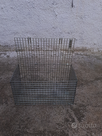 4 Gabbie con accessori, di cui 1 zincata nuova