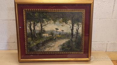 Quadro paesaggio boschivo firmato R Vitilente