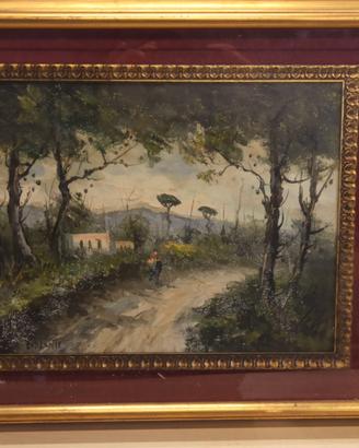 Quadro paesaggio boschivo firmato R Vitilente