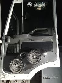 Tasche in vetroresina ricoperte in pellle, stereo