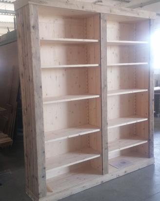 libreria in legno vecchio 2 vani con ripiani