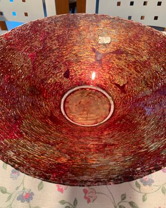 Centrotavola ciotola vetro graffiato stile Murano