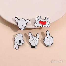 🎨 Set di 5 spille dita in metallo smaltato