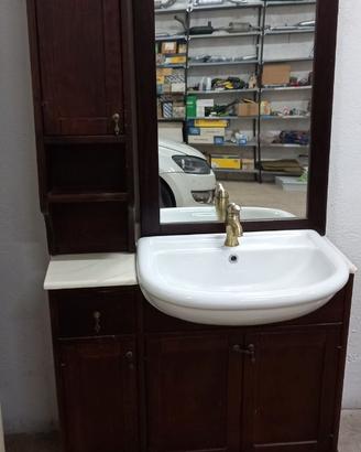Mobile bagno in legno massello scuro
