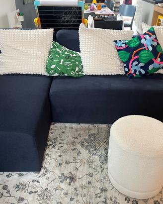 Divano modulare 3 posti chaise longue sinistra blu
