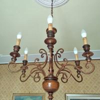 Lampadario in legno 6 candele