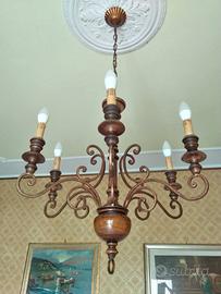 Lampadario in legno 6 candele