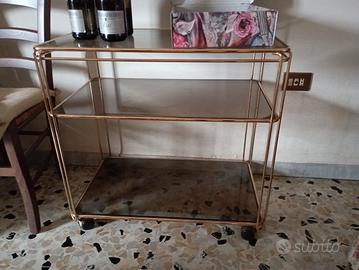 Carrello in cristallo e ottone