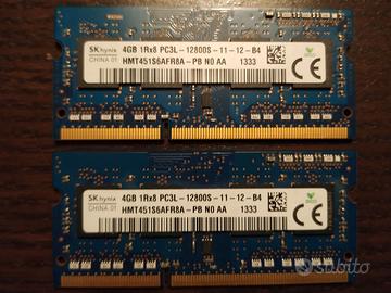 Memorie notebook 2x4 8 giga DDR3 L 1600 sodimm RAM