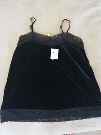Nuova, canottiera in pizzo e velluto, M