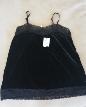 Nuova, canottiera in pizzo e velluto, M