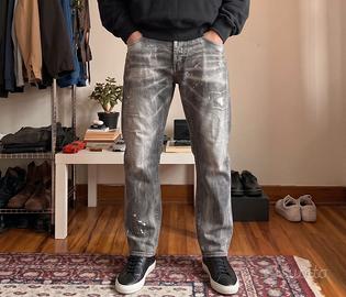 Jeans Alternet uomo grigi schizzi vernice tg 46