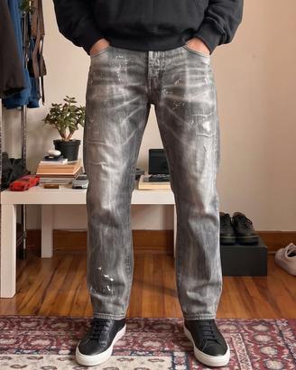 Jeans Alternet uomo grigi schizzi vernice tg 46