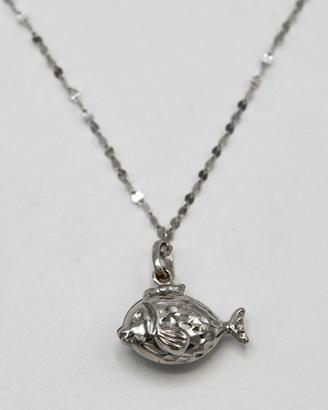 Collana in oro bianco 18kt con pesce bombato E.209