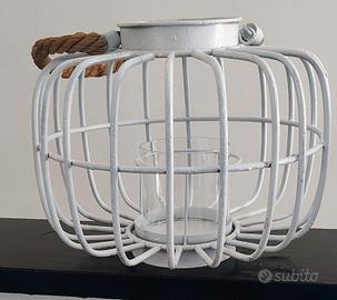 lanterna metallo bianco e corda
