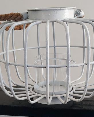 lanterna metallo bianco e corda