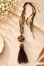 Stupenda collana lunga boho chic  con pendente flo